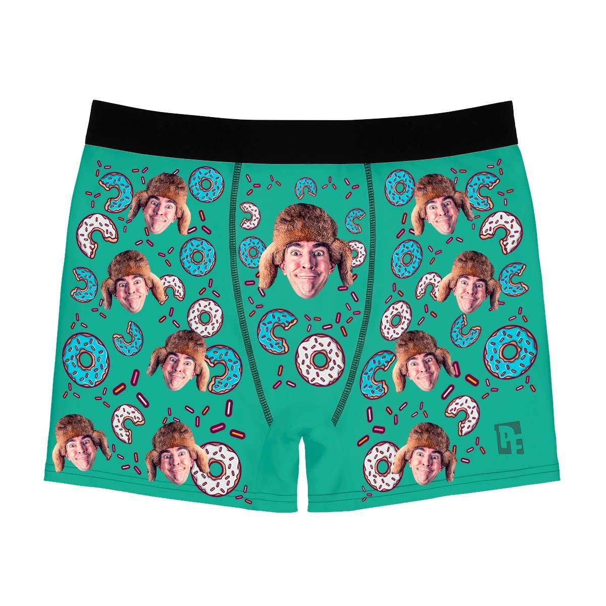 Mint Donuts men's boxer briefs personalized with photo printed on them