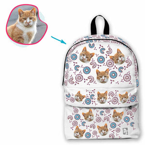 blue Donuts classic backpack personalized with photo of face printed on it