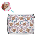 Load image into Gallery viewer, white Donuts laptop sleeve personalized with photo of face printed on them
