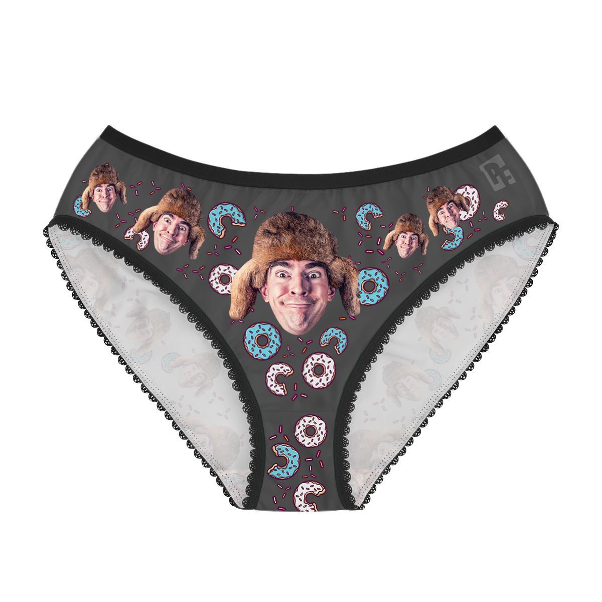 Dark Donuts women's underwear briefs personalized with photo printed on them