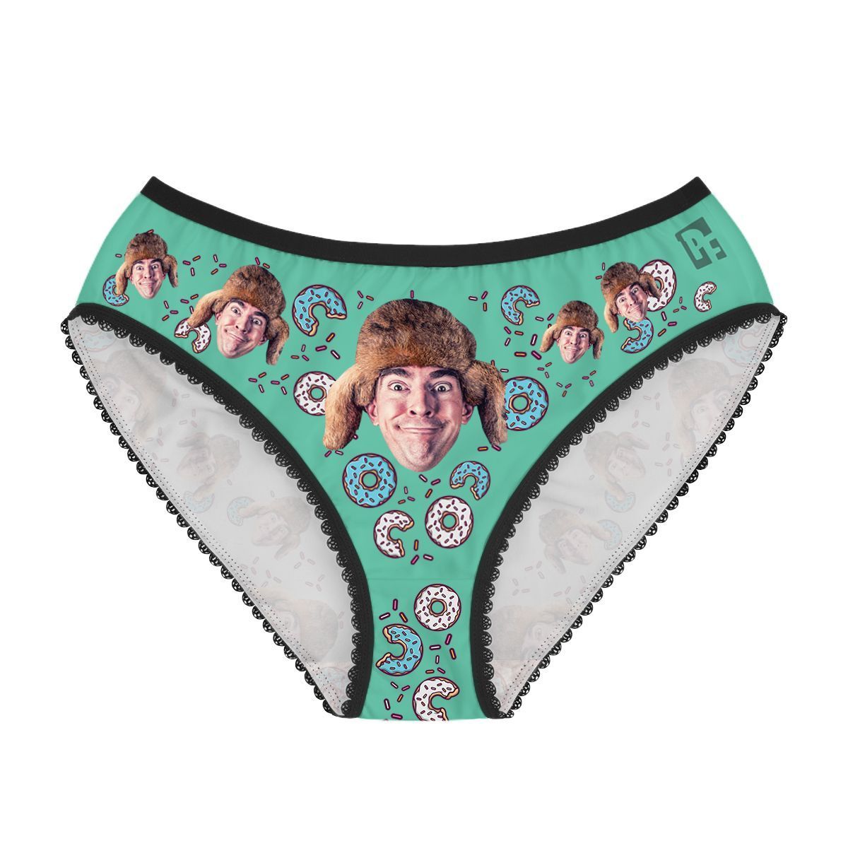 Mint Donuts women's underwear briefs personalized with photo printed on them