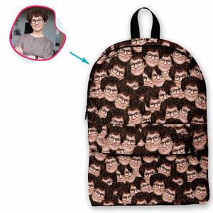 face mash classic backpack personalized with photo of face printed on it