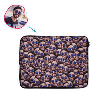 Face Mash laptop sleeve personalized with photo of face printed on them