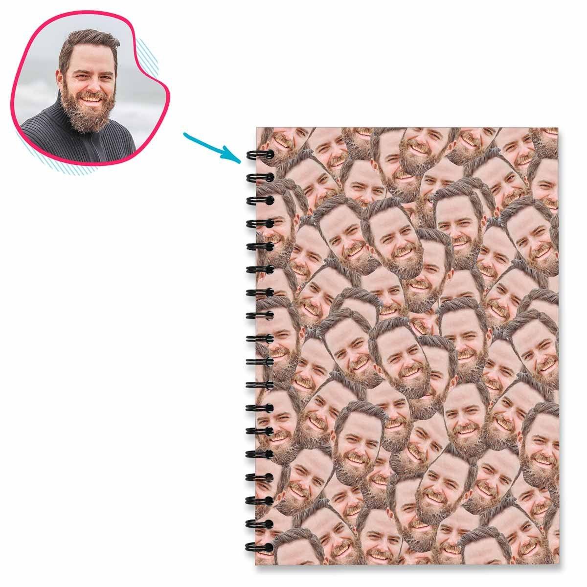 Face Mash Notebook personalized with photo of face printed on them
