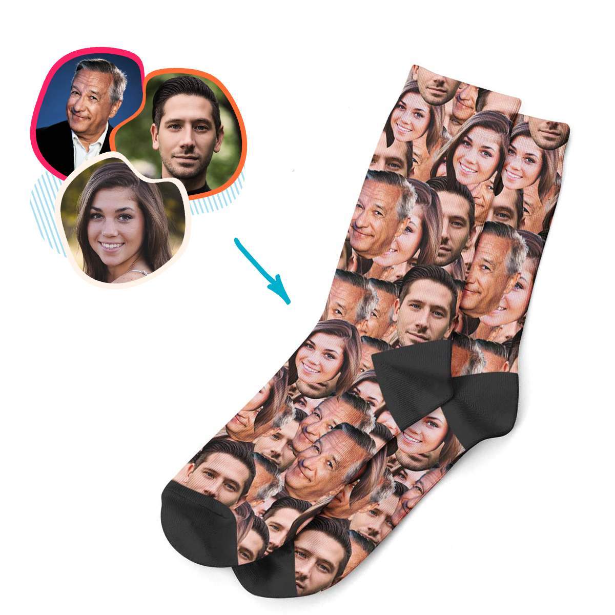 Face Mash socks personalized with photo of face printed on them