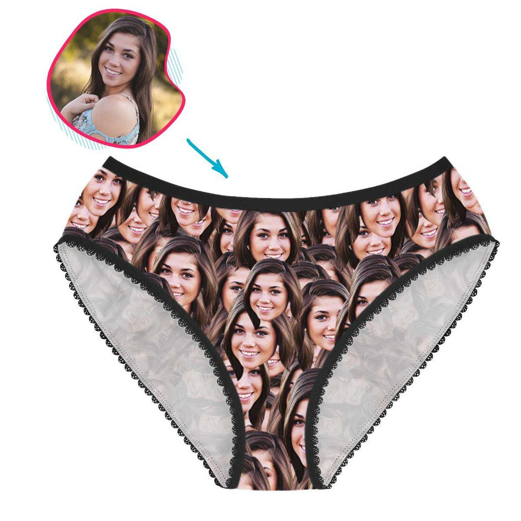 face mash women's briefs personalized with photo of face printed on it