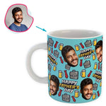 Load image into Gallery viewer, Blue Fathers Day personalized mug with photo of face printed on it
