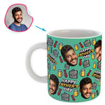 Load image into Gallery viewer, Mint Fathers Day personalized mug with photo of face printed on it
