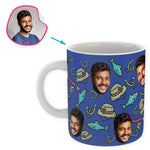 Load image into Gallery viewer, Darkblue Fishing personalized mug with photo of face printed on it
