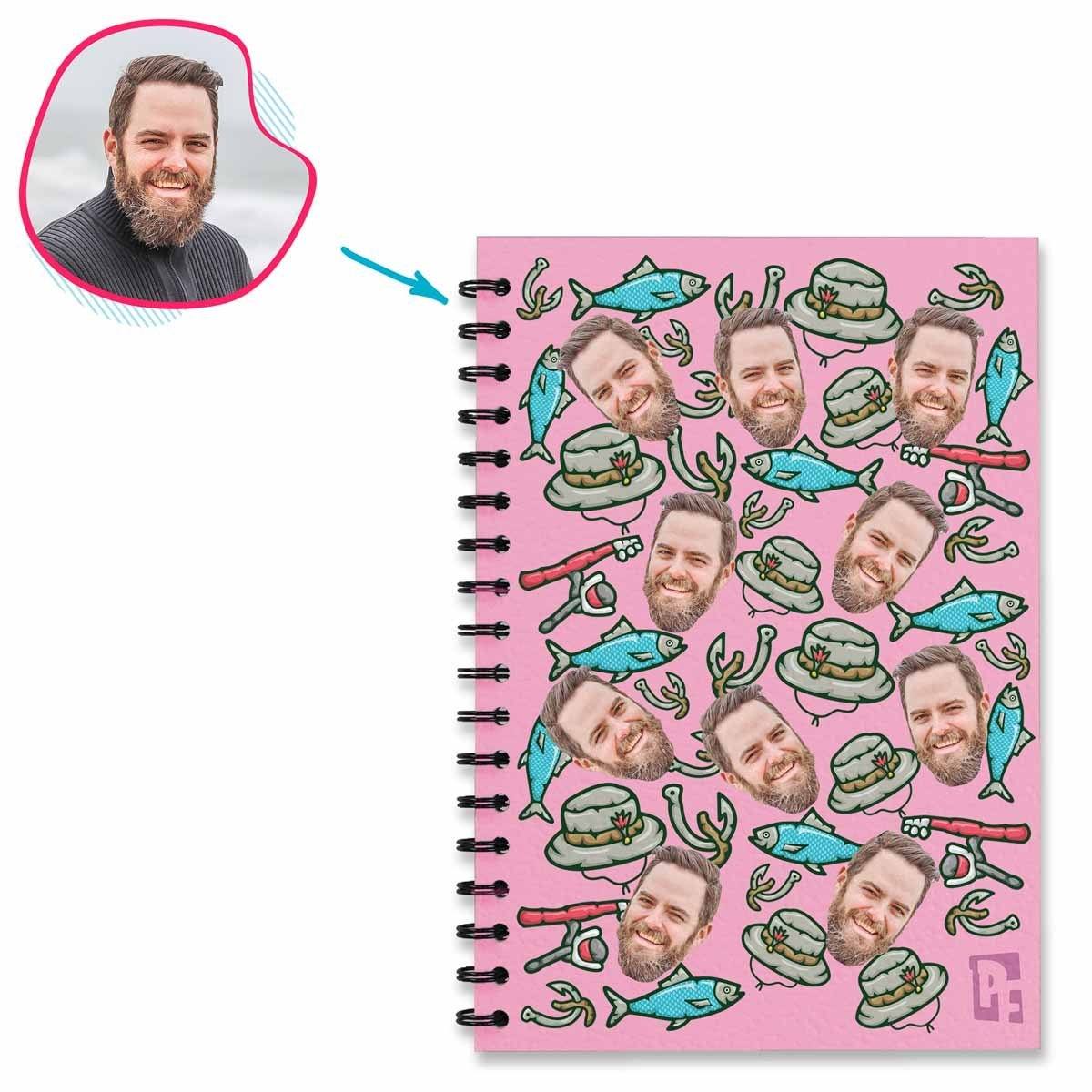 Pink Auntie personalized notebook with photo of face printed on them