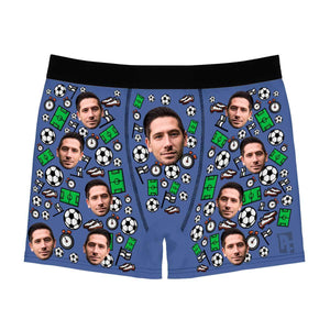 Darkblue Football men's boxer briefs personalized with photo printed on them