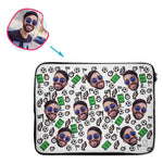 Load image into Gallery viewer, white Football laptop sleeve personalized with photo of face printed on them
