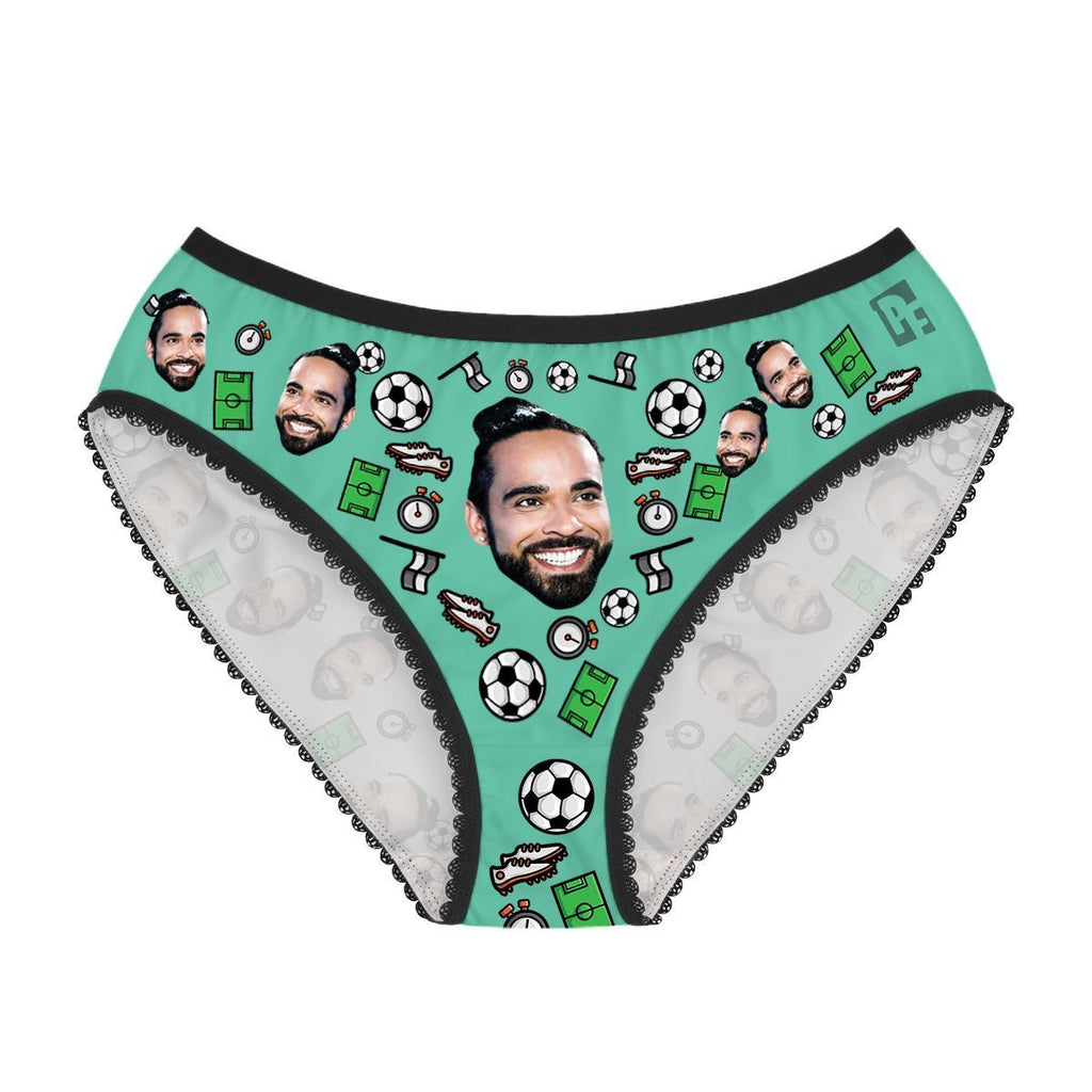 Mint Football women's underwear briefs personalized with photo printed on them