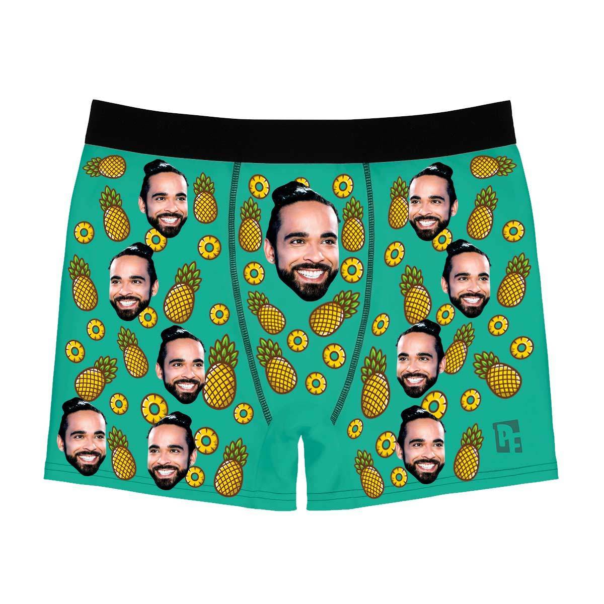 Mint Fruits men's boxer briefs personalized with photo printed on them