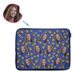 Load image into Gallery viewer, darkblue Fruits laptop sleeve personalized with photo of face printed on them
