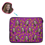Load image into Gallery viewer, purple Fruits laptop sleeve personalized with photo of face printed on them
