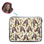 Load image into Gallery viewer, white Fruits laptop sleeve personalized with photo of face printed on them
