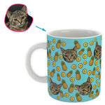 Load image into Gallery viewer, blue Fruits mug personalized with photo of face printed on it

