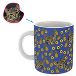 Load image into Gallery viewer, darkblue Fruits mug personalized with photo of face printed on it
