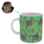 Load image into Gallery viewer, mint Fruits mug personalized with photo of face printed on it
