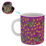 Load image into Gallery viewer, purple Fruits mug personalized with photo of face printed on it

