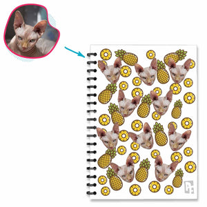 white Fruits Notebook personalized with photo of face printed on them