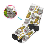 Load image into Gallery viewer, white Fruits socks personalized with photo of face printed on them
