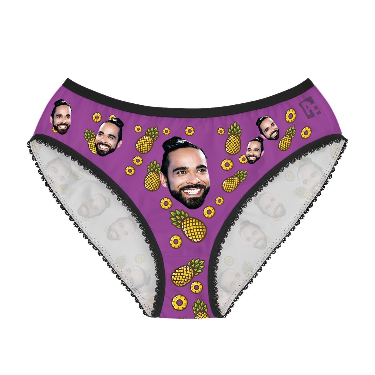 Purple Fruits women's underwear briefs personalized with photo printed on them
