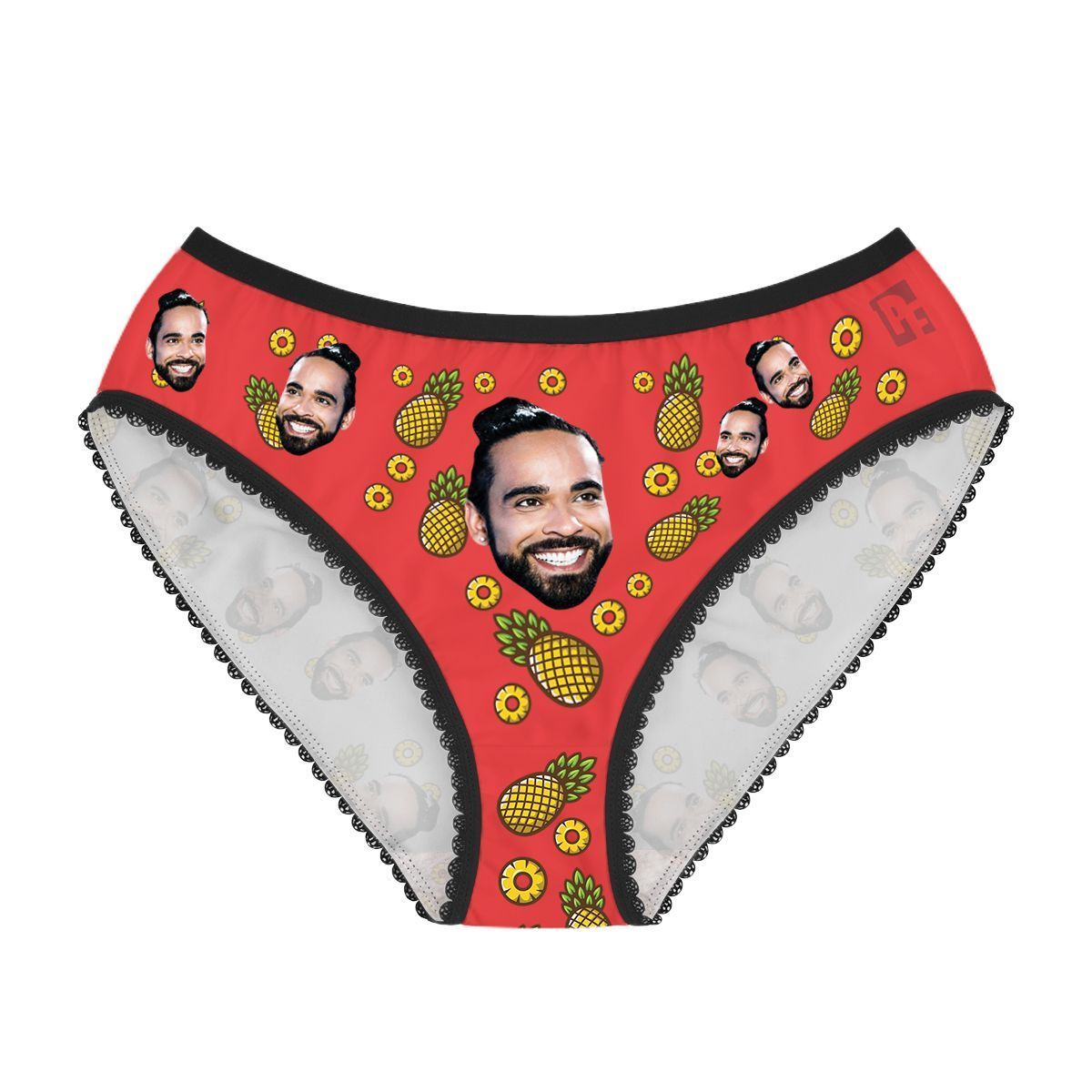 Red Fruits women's underwear briefs personalized with photo printed on them