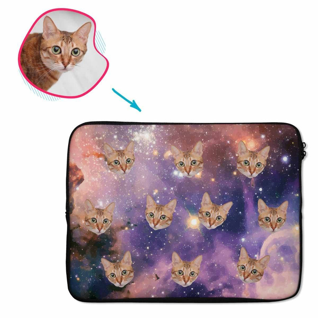 galaxy Galaxy laptop sleeve personalized with photo of face printed on them