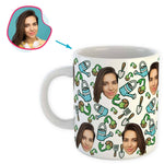Load image into Gallery viewer, white Gardening mug personalized with photo of face printed on it
