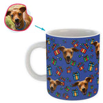 Load image into Gallery viewer, darkblue Gift Box mug personalized with photo of face printed on it
