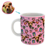 Load image into Gallery viewer, pink Gift Box mug personalized with photo of face printed on it
