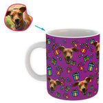 Load image into Gallery viewer, purple Gift Box mug personalized with photo of face printed on it
