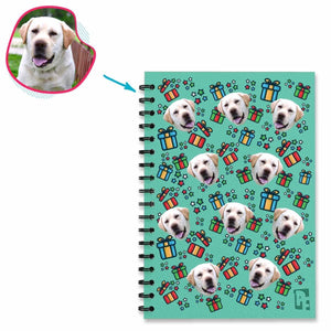 mint Gift Box Notebook personalized with photo of face printed on them