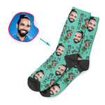 Load image into Gallery viewer, mint Gift Box socks personalized with photo of face printed on them
