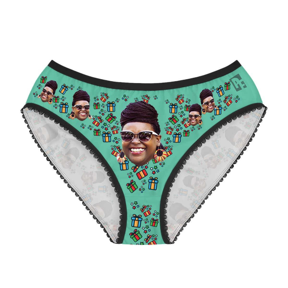 Mint Gift Box women's underwear briefs personalized with photo printed on them