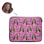Load image into Gallery viewer, Pink Girlfriend personalized socks with photo of face printed on them
