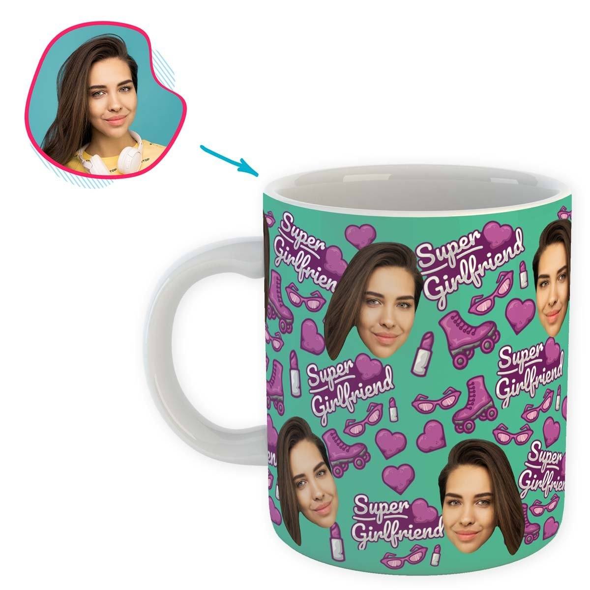 Mint Girlfriend personalized mug with photo of face printed on it