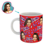 Load image into Gallery viewer, Red Girlfriend personalized mug with photo of face printed on it
