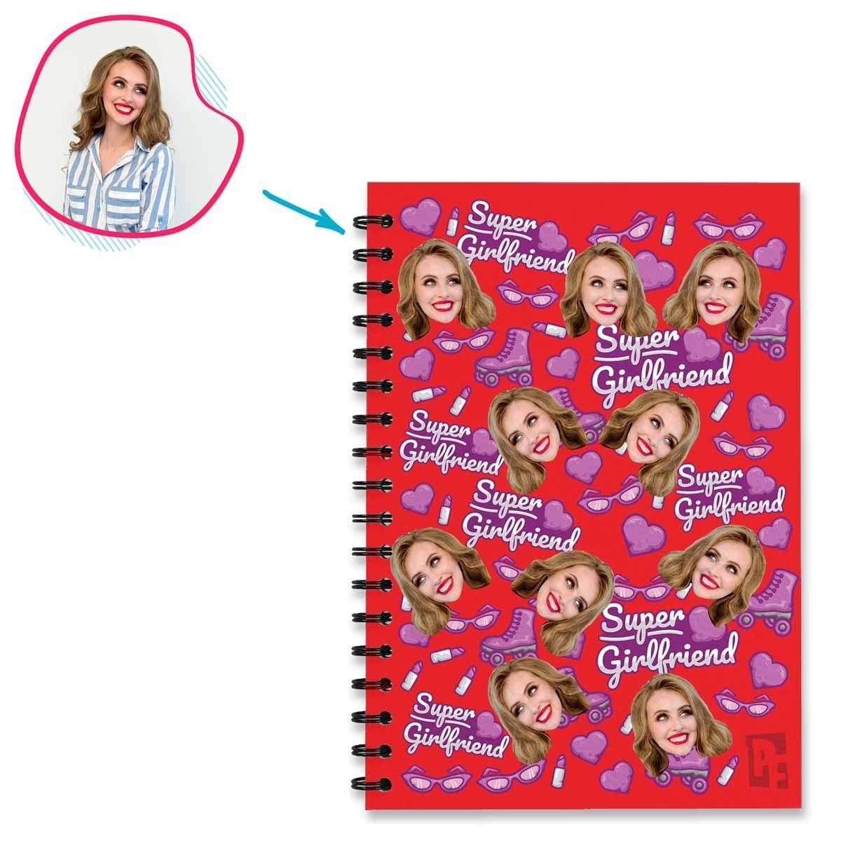 Red Auntie personalized notebook with photo of face printed on them