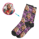 Load image into Gallery viewer, Dark Girlfriend personalized socks with photo of face printed on them

