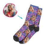Load image into Gallery viewer, Darkblue Girlfriend personalized socks with photo of face printed on them
