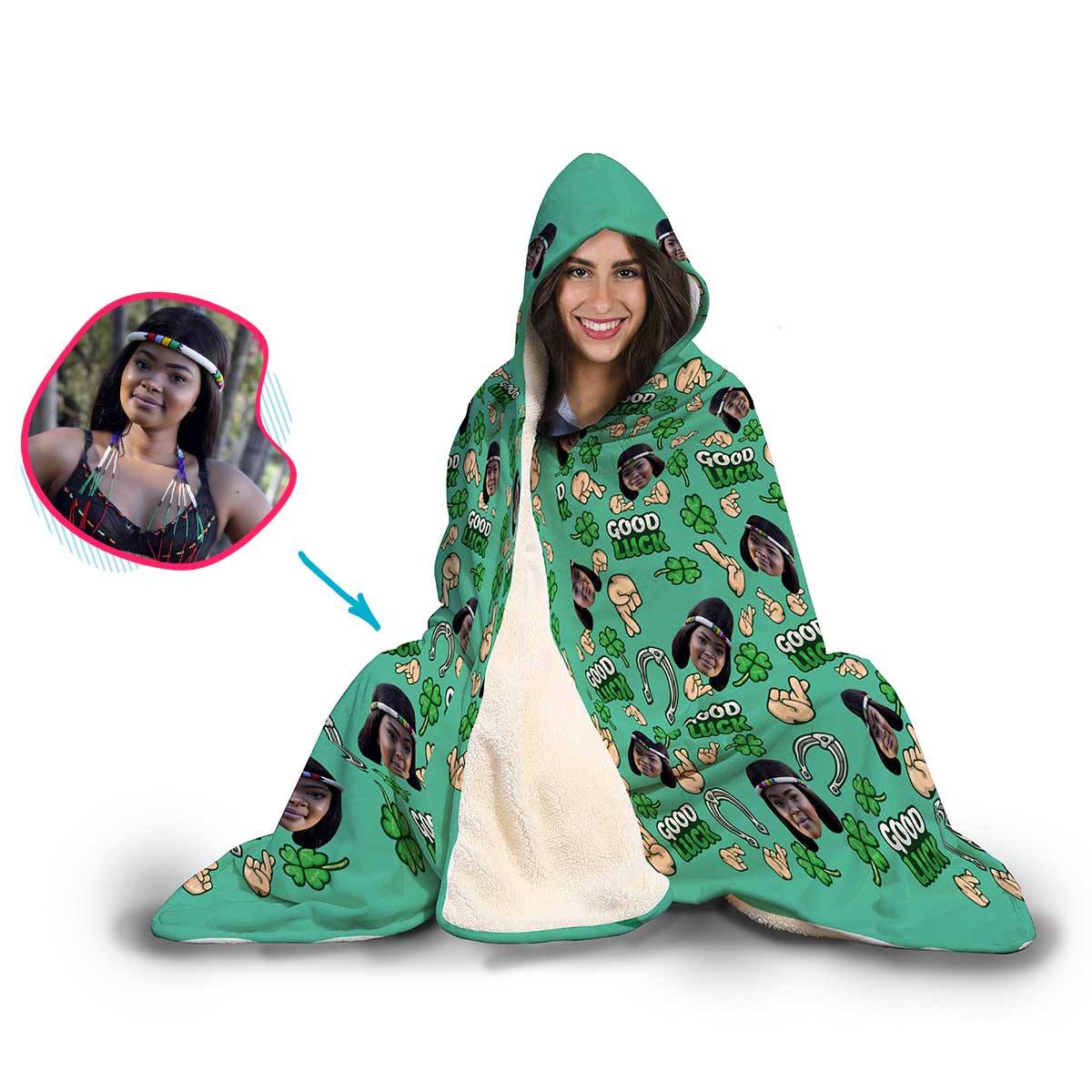 Good Luck Personalized Hooded Blanket