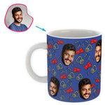 Load image into Gallery viewer, darkblue Gym &amp; Fitness mug personalized with photo of face printed on it
