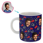 Load image into Gallery viewer, navy Gym &amp; Fitness mug personalized with photo of face printed on it
