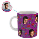 Load image into Gallery viewer, purple Gym &amp; Fitness mug personalized with photo of face printed on it
