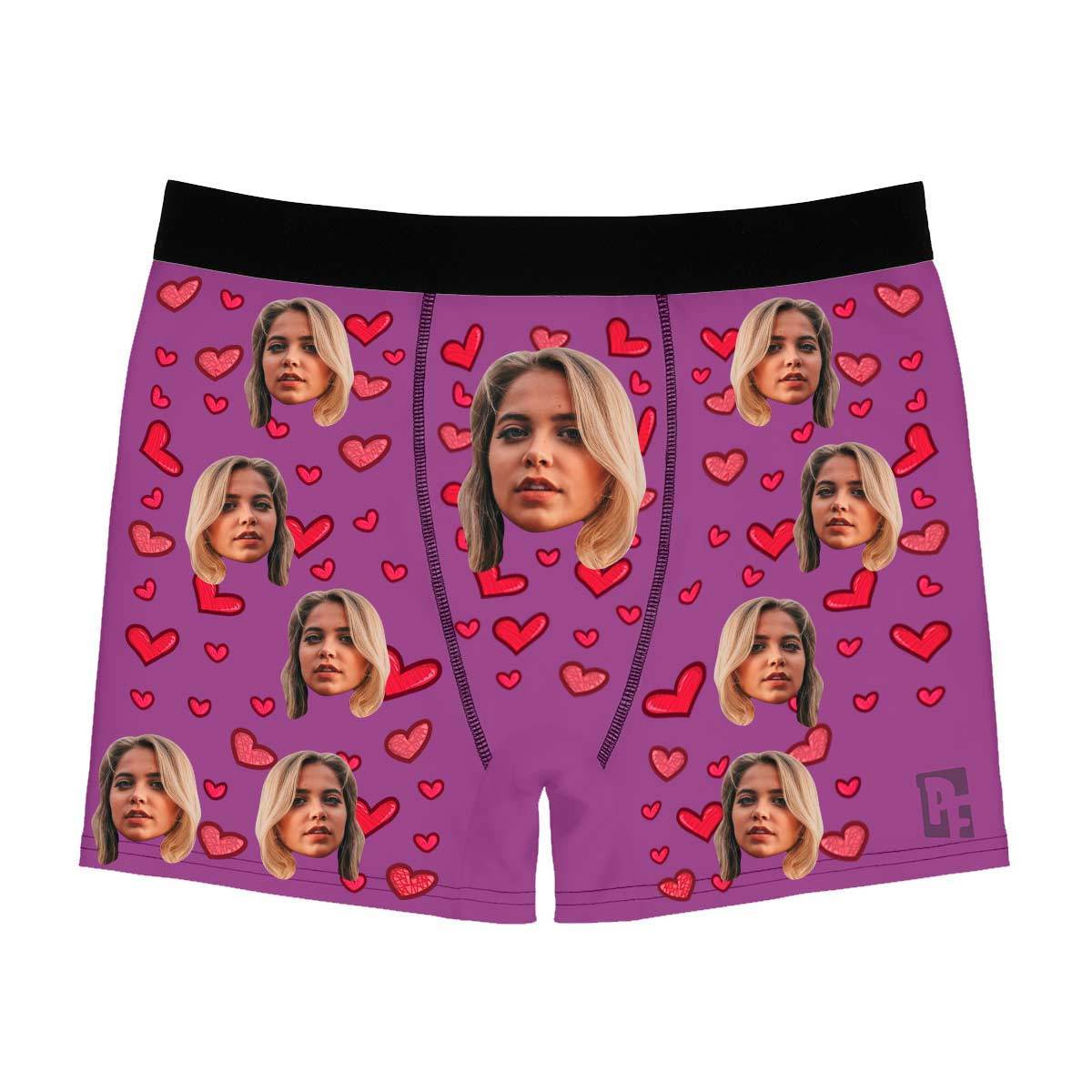 Red Heart men's boxer briefs personalized with photo printed on them