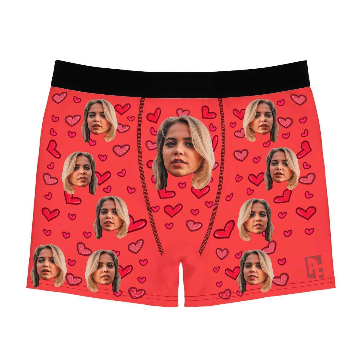 Mint Heart men's boxer briefs personalized with photo printed on them