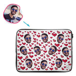 Load image into Gallery viewer, white Heart laptop sleeve personalized with photo of face printed on them
